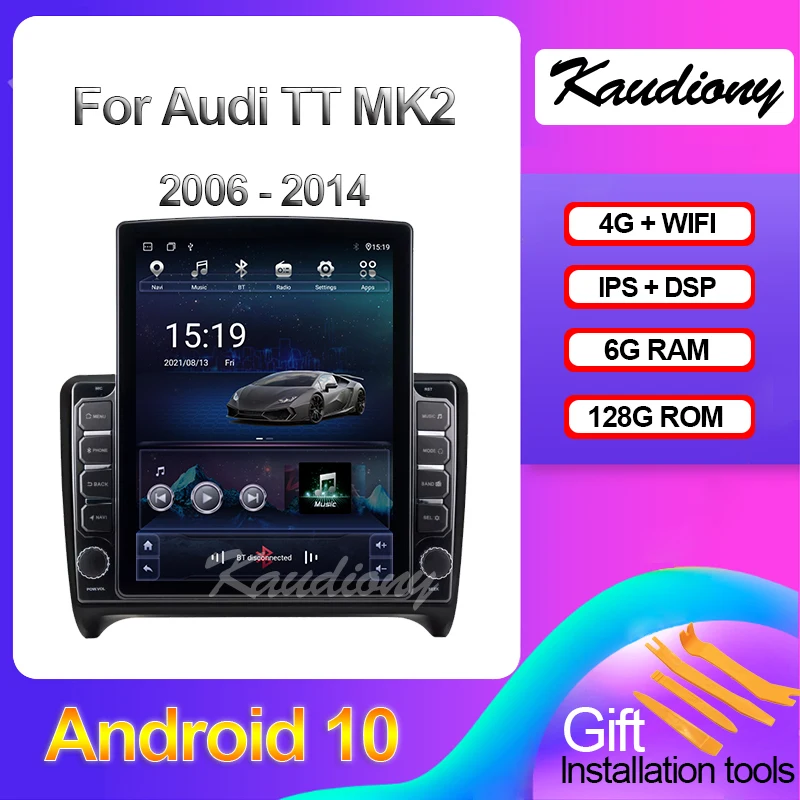 

Kaudiony Tesla Style Android 11 для Audi TT MK2 8J Авто GPS радио навигация автомобильный DVD мультимедийный плеер стерео 4G DSP 2006-2014