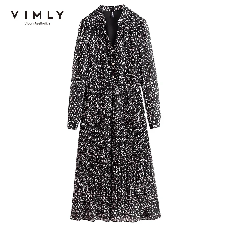 VIMLY весеннее шифоновое платье-миди с принтом для женщин 2024 винтажные модные