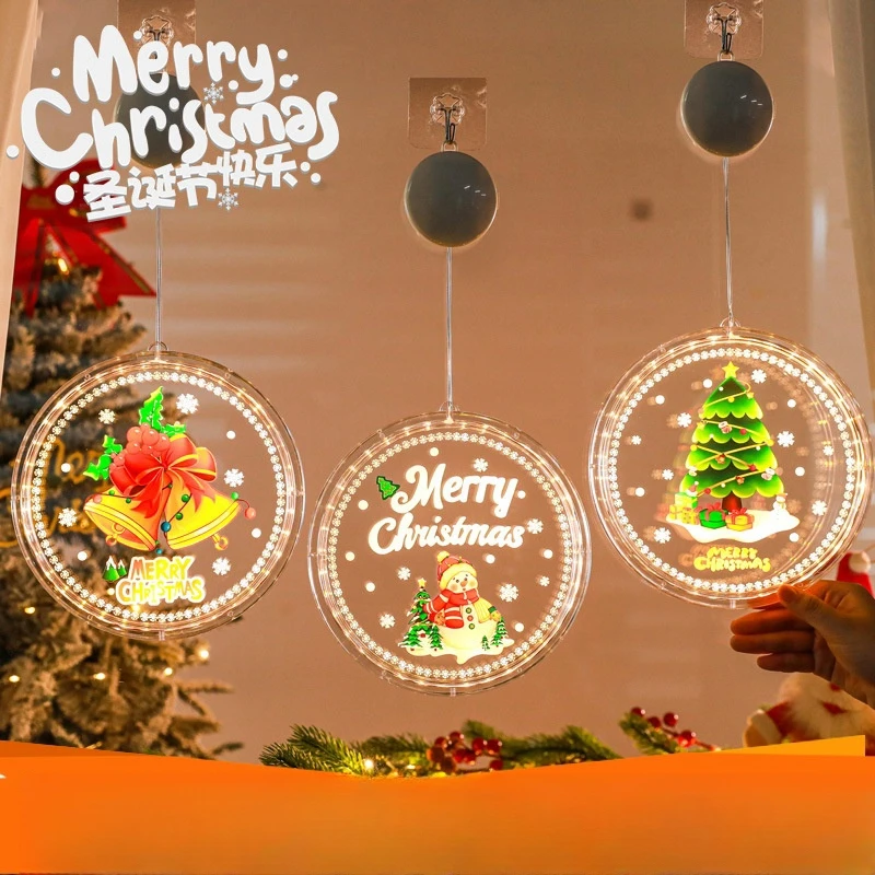 

Christmas luminous decoration creative gift pendant window elk Christmas tree Santa Claus snowman bell atmosphere creation