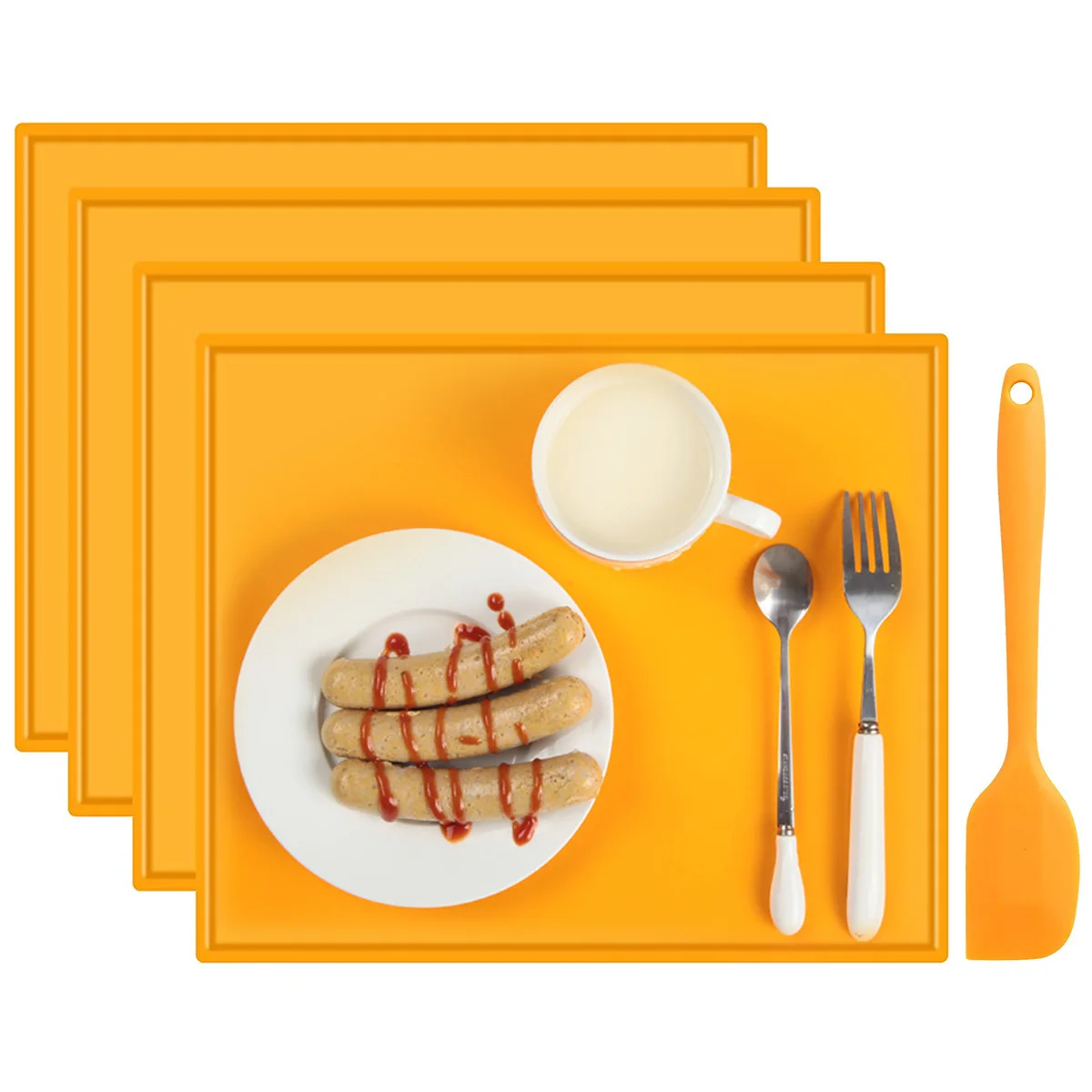 

4pcs Silicone Baking Mats with Edge Good quality Non-stick Food Dehydrator Cake Board Trays With Silicone Scraper bakery tool