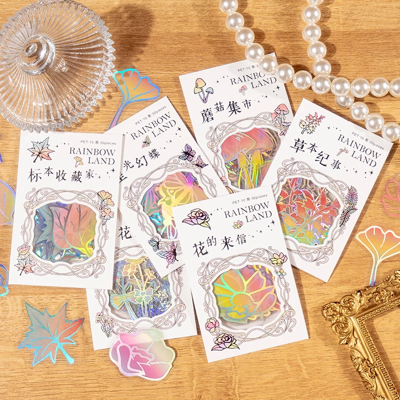 

30pcs/pack PET Creative Stickers Kawaii Stationery Butterfly Scrapbooking Supplies Diary Photo Album Decoration Kids Gift