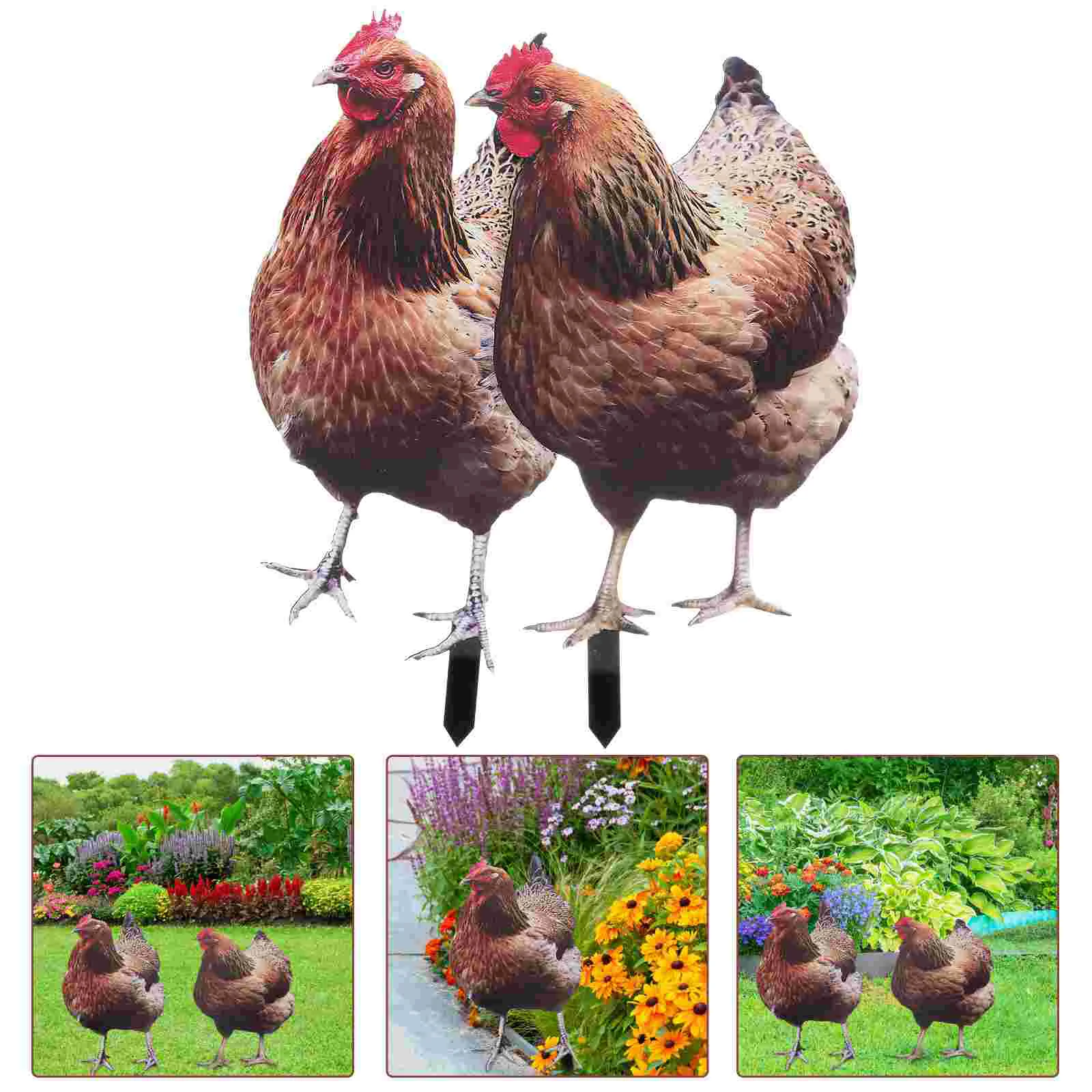 

2pcs Chicken Yard Garden Hen Decoration Ornament Decorative Garden Stake Chicken Yard Sign Acrylic Rooster Animal Stake Figures