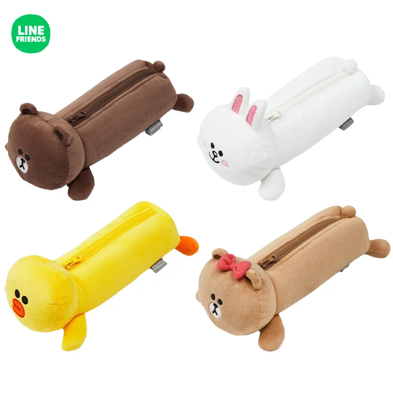 

Line Friends Brown Cony Sally Choco Cartoon Kawaii Doll Pencil Bag Super Cute Anime Peripherals Stationery Supplies Girl Gift