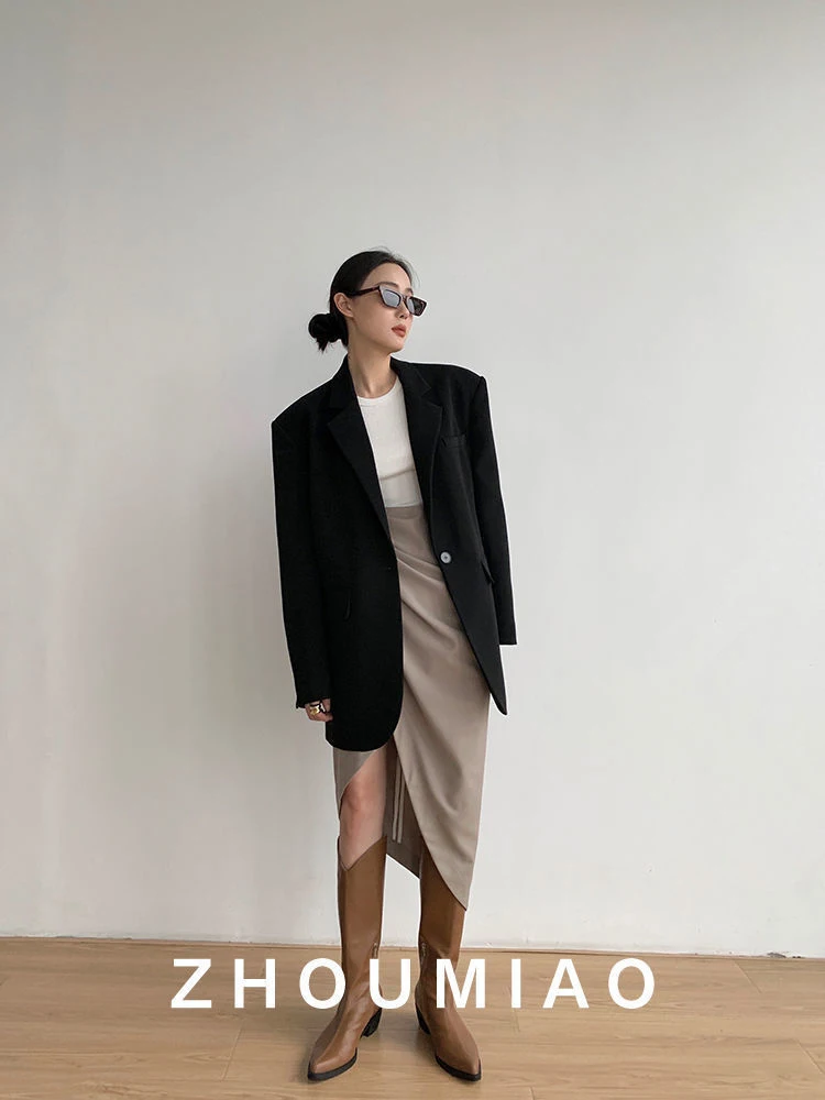 Elegant Women Loose Blazer Office Lady Long Sleeve Classic Coat Female Basic Suit Jacket Casual Solid Work Blazers Outwear 2023