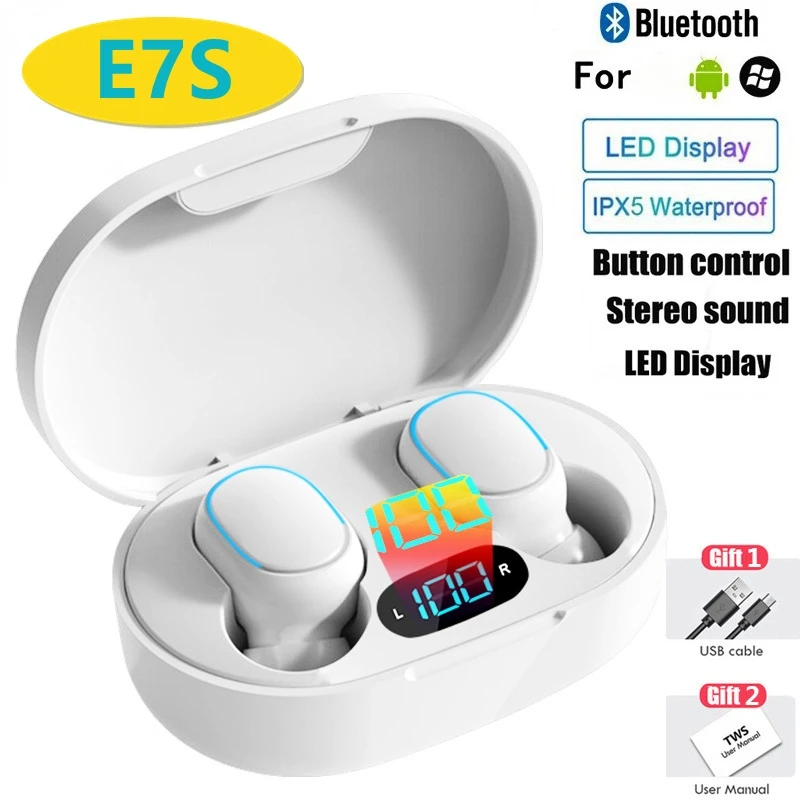 Беспроводные наушники TWS E7S, Bluetooth-совместимые наушники 5.0, беспроводные наушники-вкладыши, Спортивная гарнитура, гарнитура для оформления т...