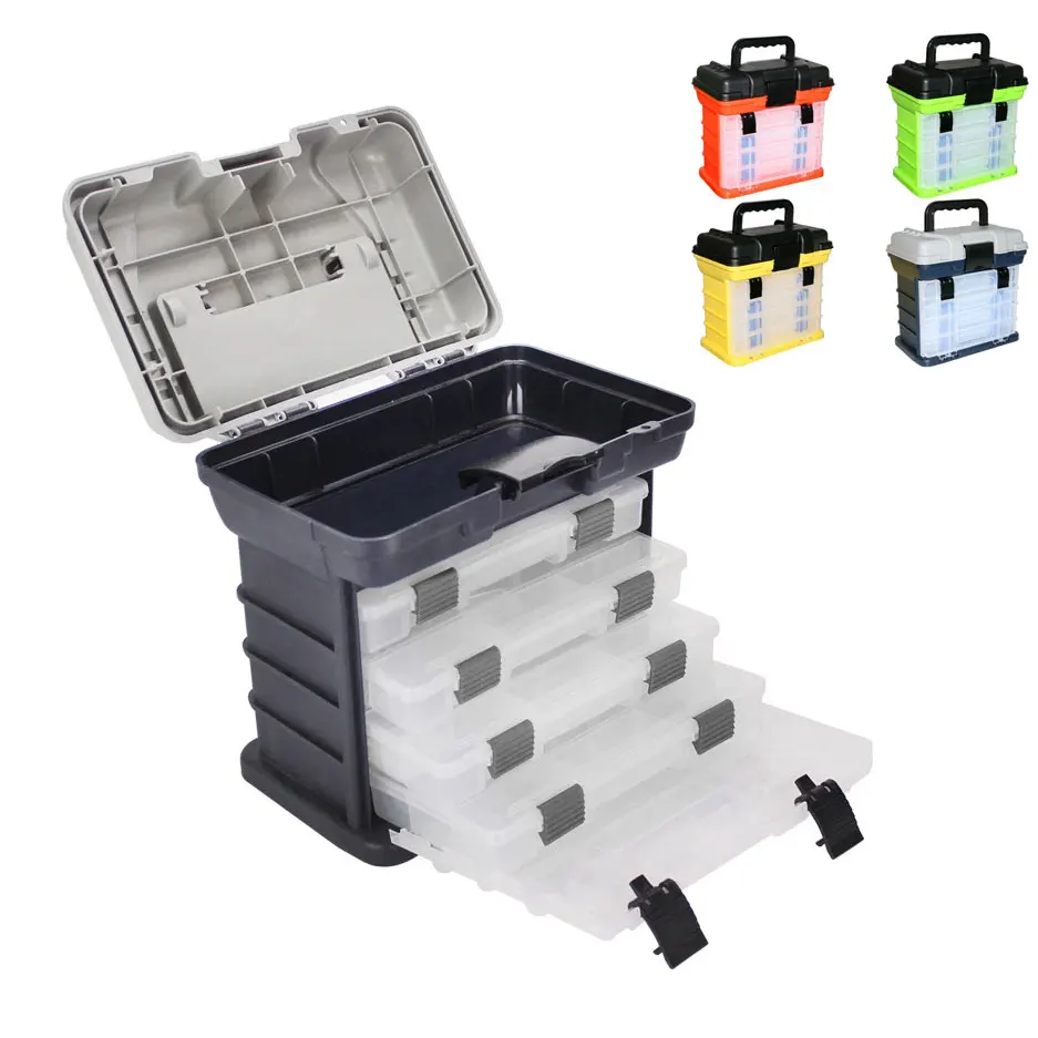 

Fishing Tackle Box 4 Layers Fishing Lure Case Portable Handheld Fishing Lures Hooks Lines Storage Box Fishing Accessories