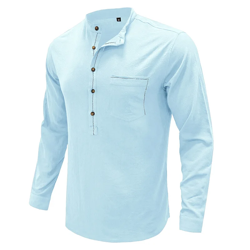 Mens Green Shirt Streetwear Fashion Male Solid Long Sleeve Tops Casual Cotton And Linen Shirt Mens Luxury Designer Clothing 2023