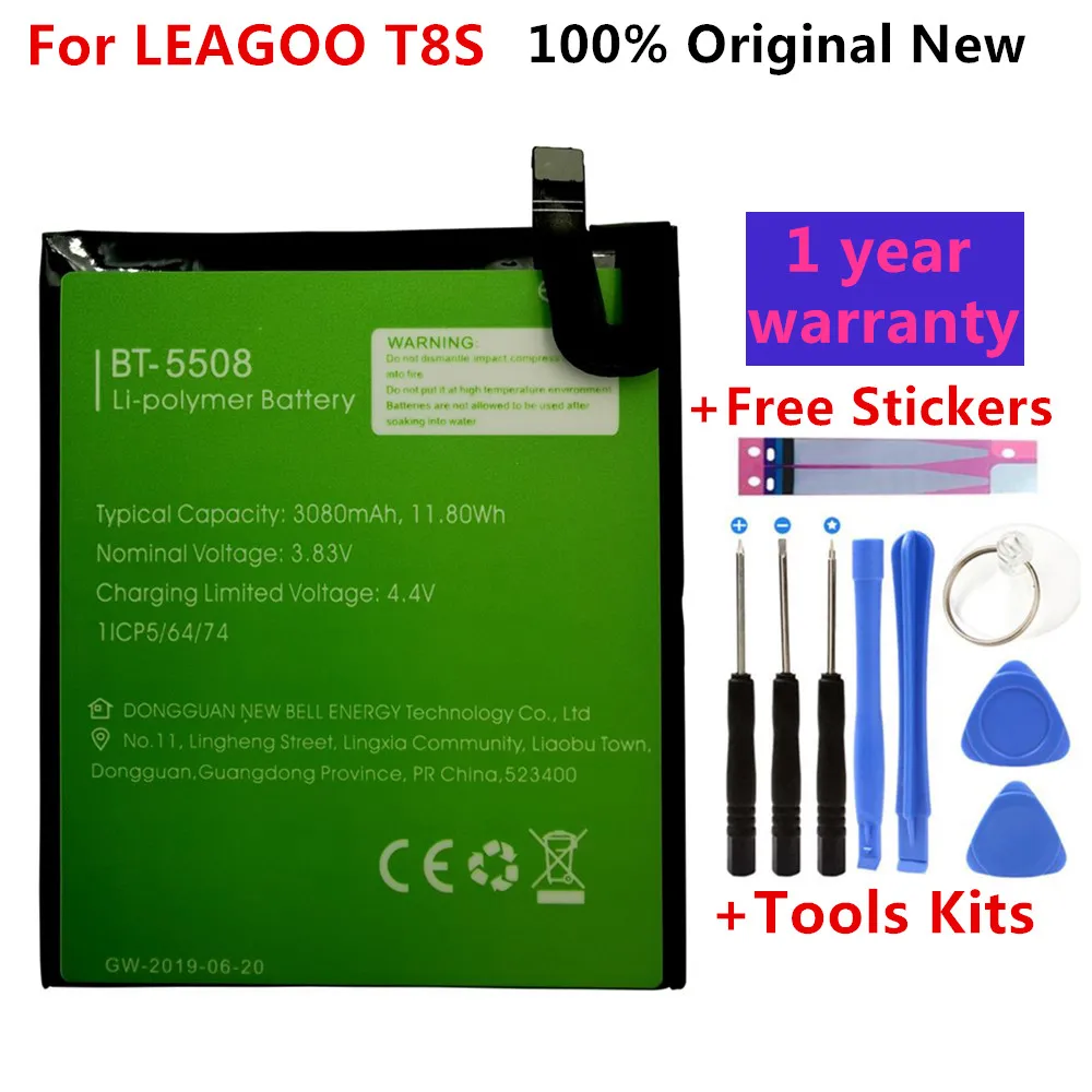

100% Original 3080mAh BT-5508 Battery For Leagoo T8S Mobile Phone In Stock Latest Production High Quality Battery + Free Tools