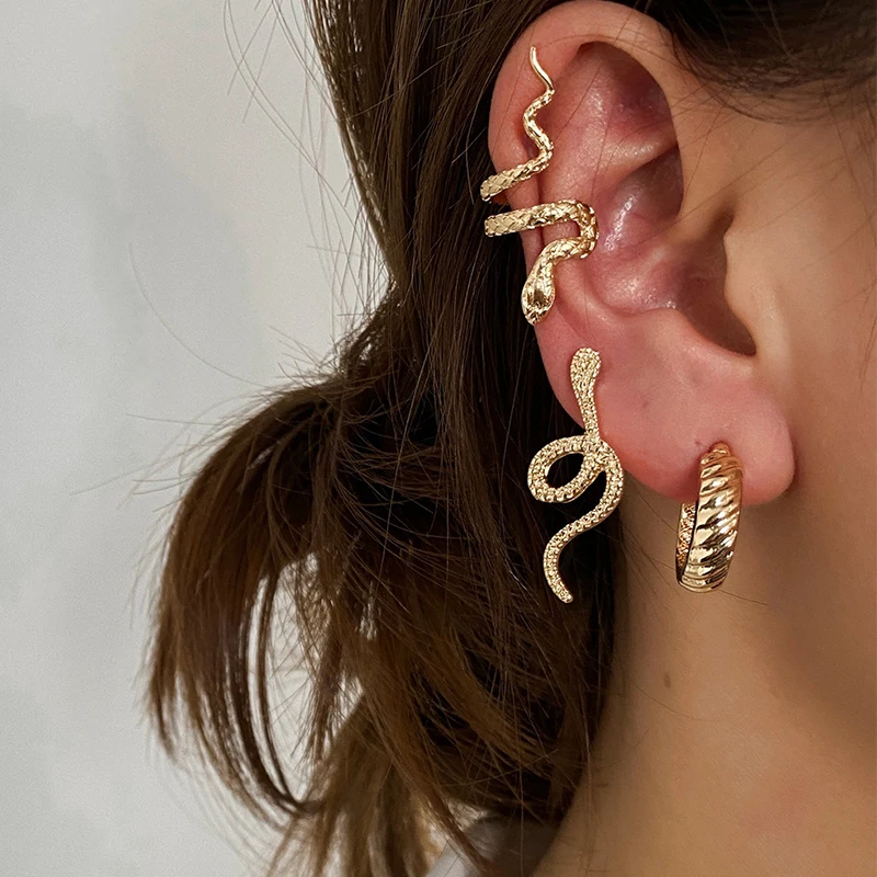 

Snake Clip Ear Earrings Fake Cartilage Piercing Ear Cuff Earrings For Women Stud Earrings 2022 Jewelry Wholesale 925 Silver Jewe