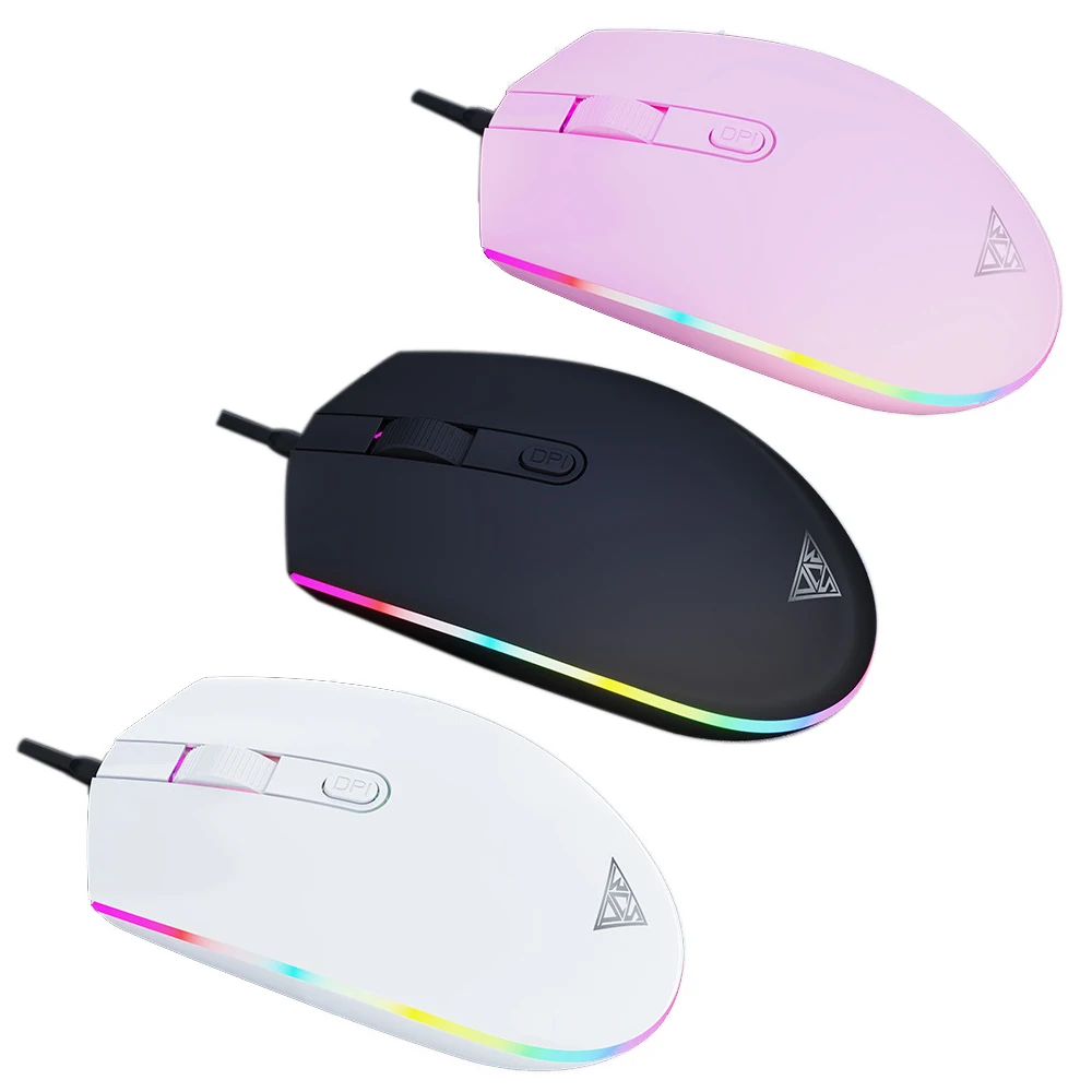 Wired Silent Mouse Gaming 2400DPI Office Mouse with RGB Breathing Light for PC Laptop Notebook Game