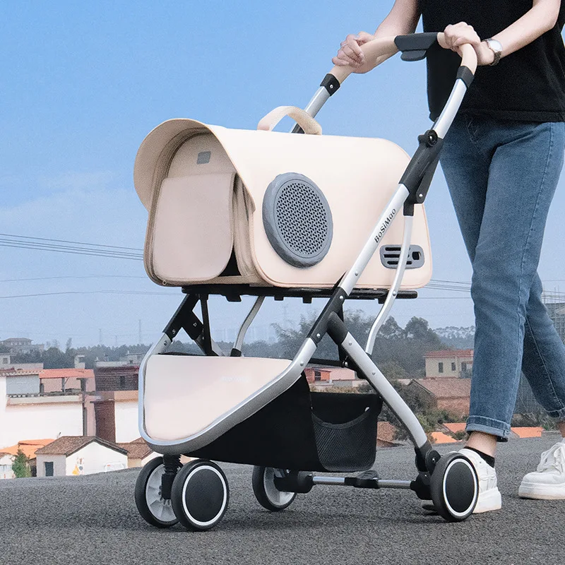 

Pet stroller Portable ventilated tote bag Removable folding outdoor travel cat and dog transport carrier