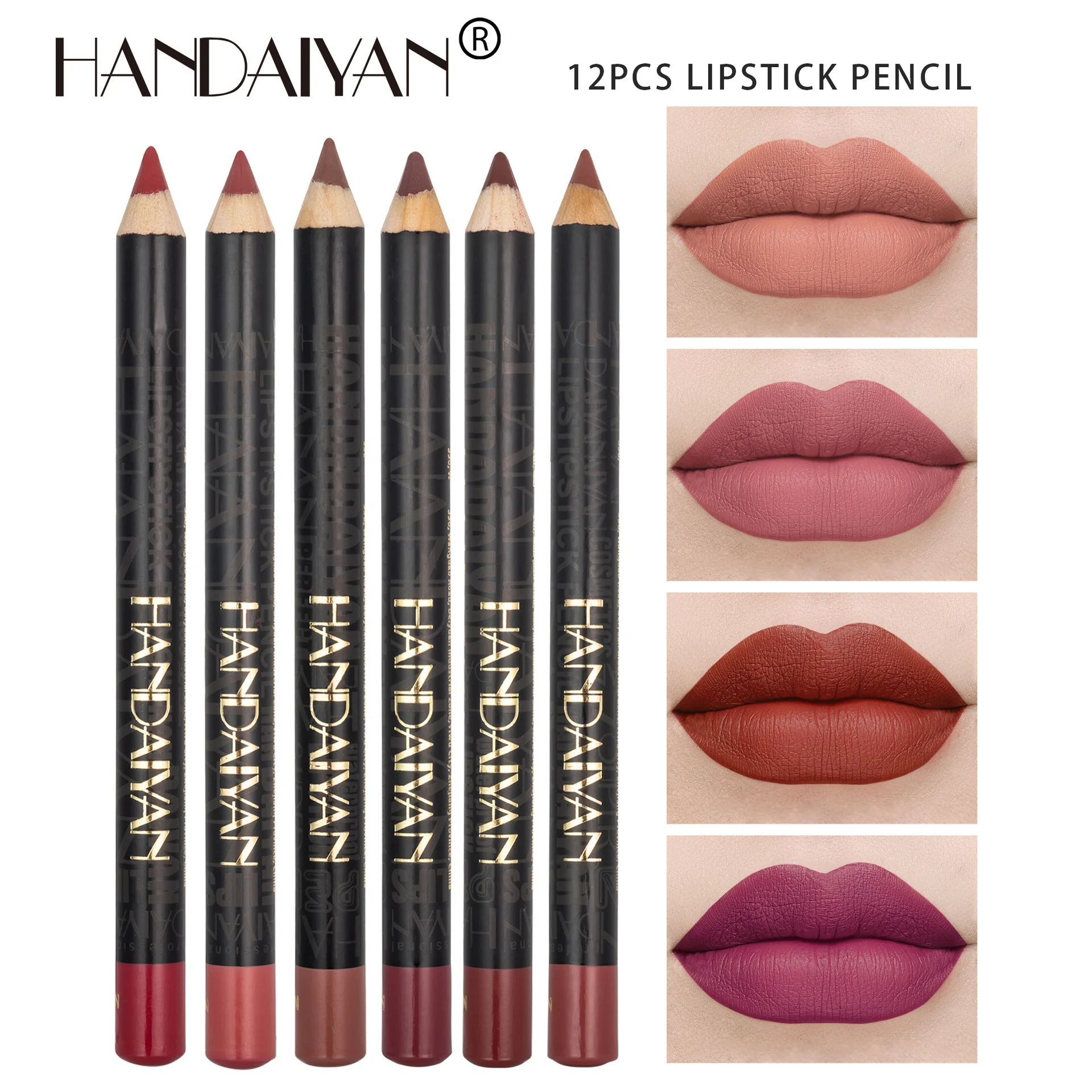 

Handaiyan 12Pcs Lip liner Matte Waterproof Velvet Nude Lipstick Pencil Sexy Red Brown Pigments Makeup Long Lasting Profissional