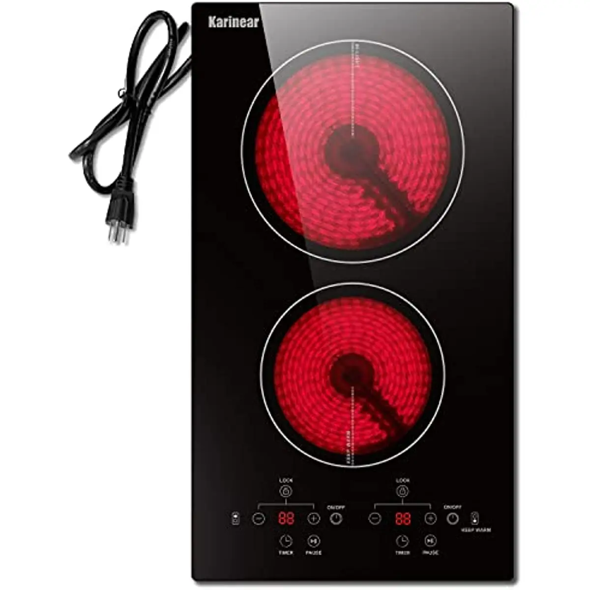 

Электрическая варочная панель с 2 горелками и встроенная электрическая плита с блокировкой для детской безопасности, таймер, защита от пере...