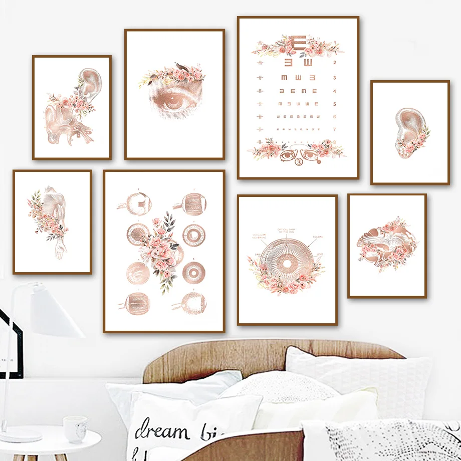 

Flower Anatomy Skull Skeleton Eye Chart Ear Body Posters And Prints Wall Art Canvas Painting Medicine Pictures Doctor Room Decor