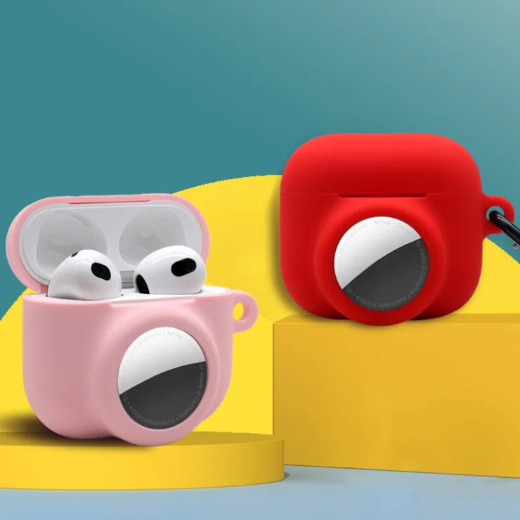 

2 in 1 Case Cover Silicone Protective Sleeve For AirPods 3 Pro Earphones Anti-lost Protector Skin For AirTags Locator Accessory