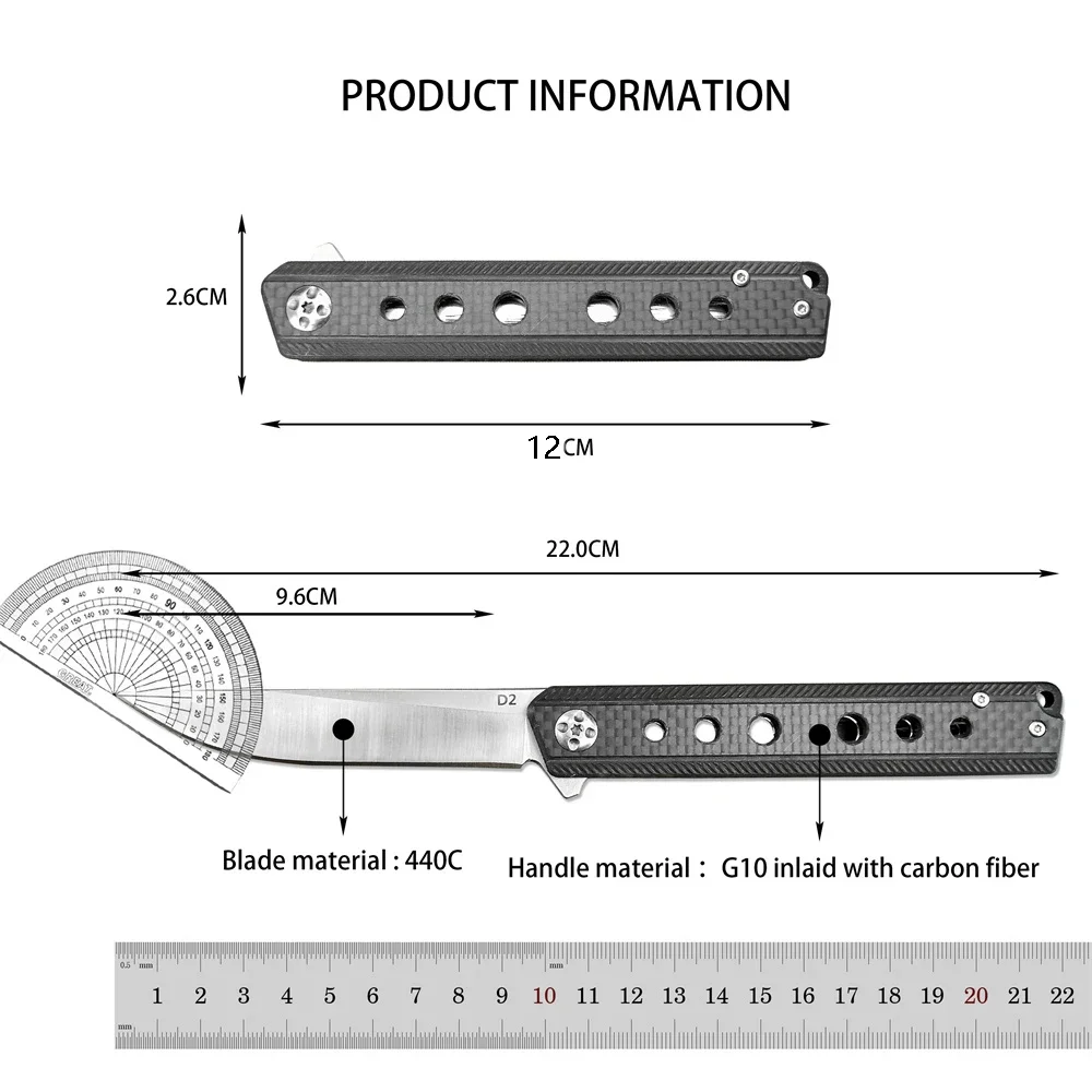Походный Складной нож 440C со стальным лезвием G10 инкрустированный ручкой из