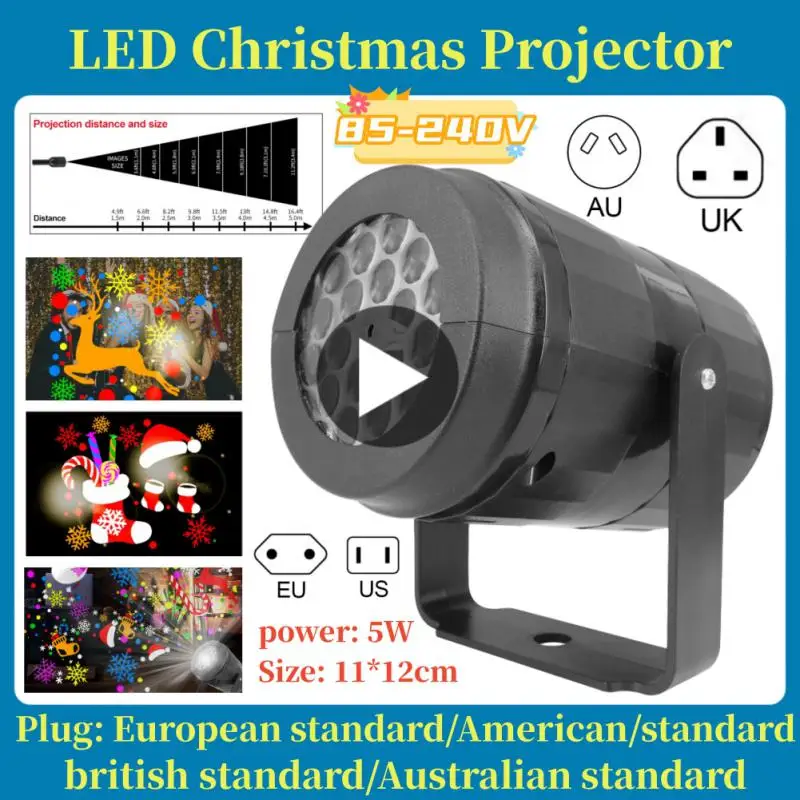 

Светодиодная Рождественская лампа-проектор, вращающаяся комнатная и уличная лампа-проектор, праздничное украшение для вечеринки и Рождества, светодиодное освещение для ЕС/США