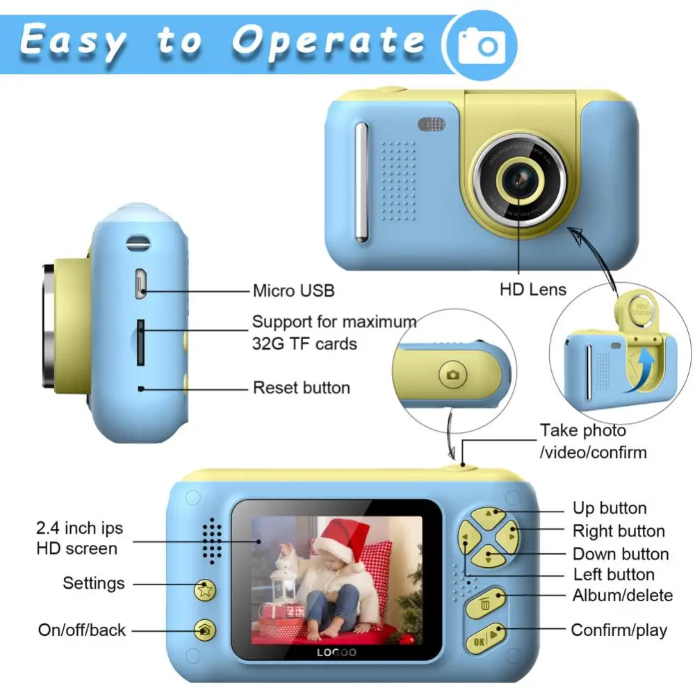 

Educational Toys Photo Camera Video Recorder Camera For Children Birthday Gift Child Camera 2.4 Inch Ips Hd Screen Mini Camara