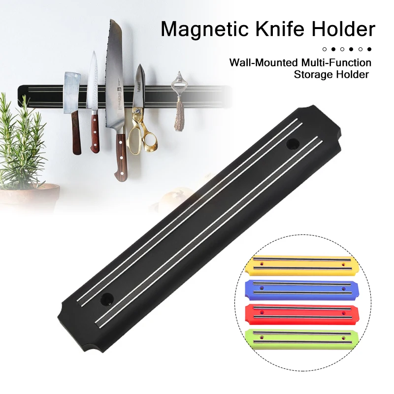 

20cm Magnetic Knife Holder Shelf Wall-Mounted Multi-Function Storage Bar Counter Kitchen Blocks & Roll Bags Knives Accessories