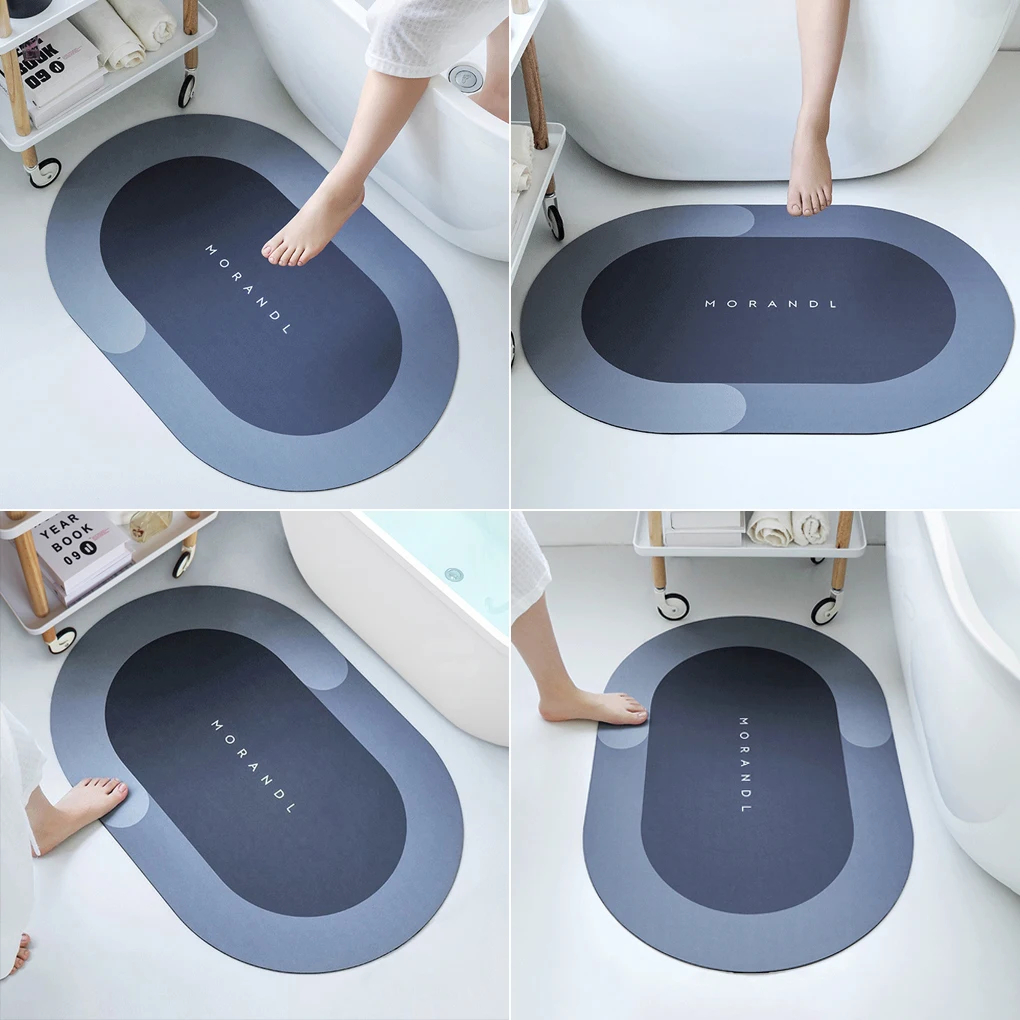 

Shower Mat Absorbent Stylish Rubber Leather Toilet Pad Floor Anti-skid Doormat Simple Bathroom Carpet Washable