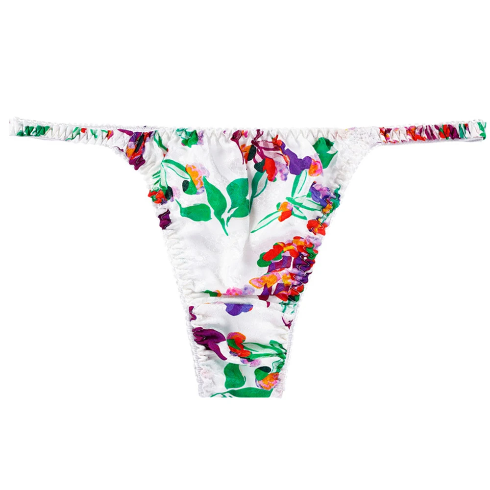 

Sexy Women Slim 100% Silk Thong Underwear String Bikini Swim T-Back Thongs Intimate Lingerie Ssisy Pouch Panties Gay Underpants