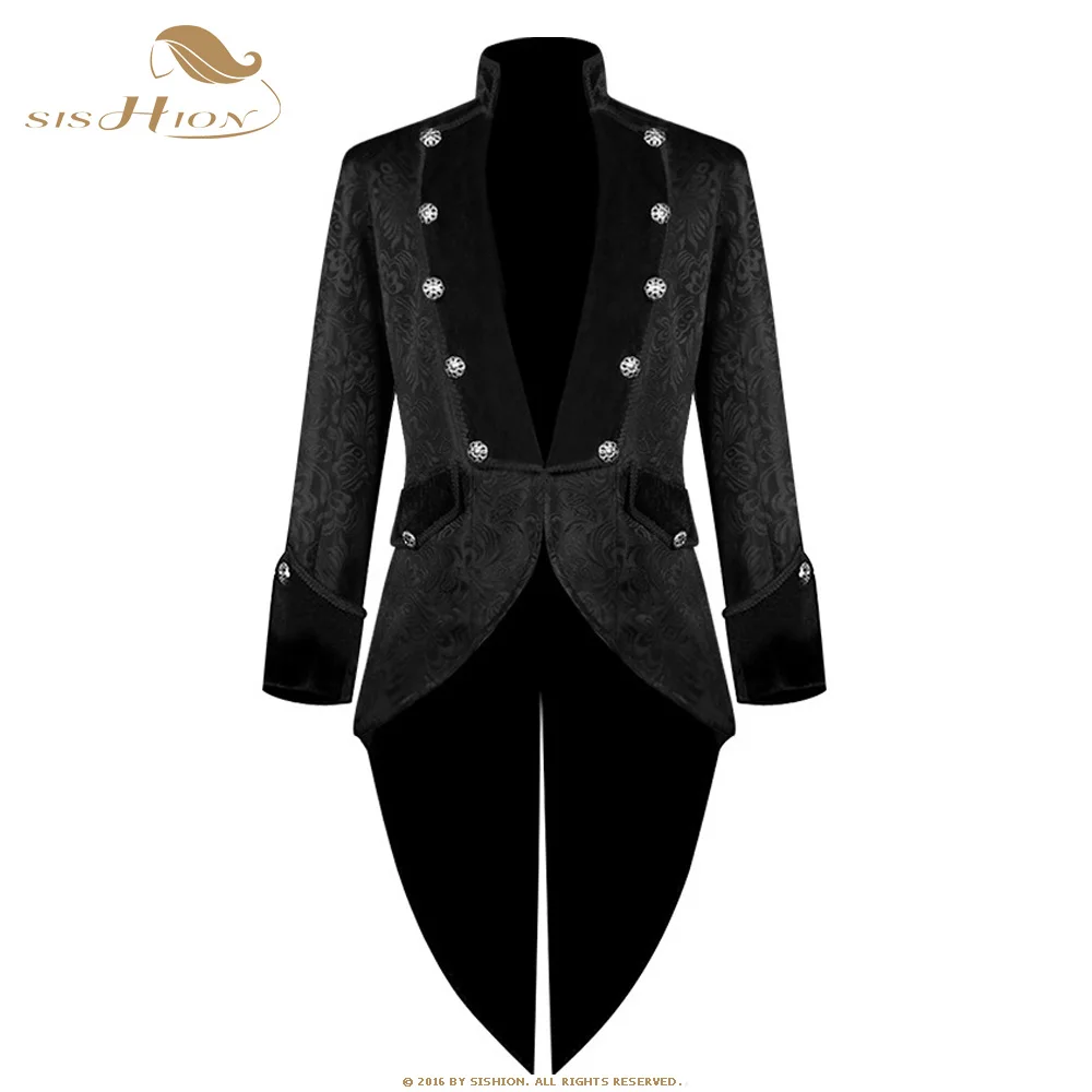 

SISHION Men Medieval Victorian Costume Tuxedo Gentlema Tailcoat VD2890 Gothic Steampunk Trench Vintage Frock Outfit Coat for Men