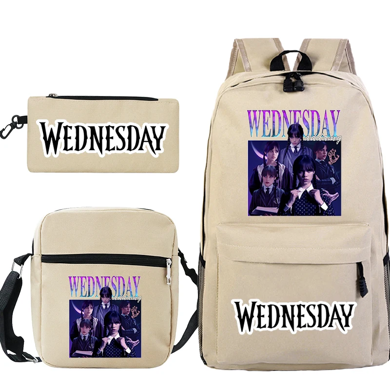 

Wednesday Backpack 3pcs/set Harajuku Wednesday Addams Print Girls Boys Bags Fashion Travel Children SchoolBags Unisex Backpacks