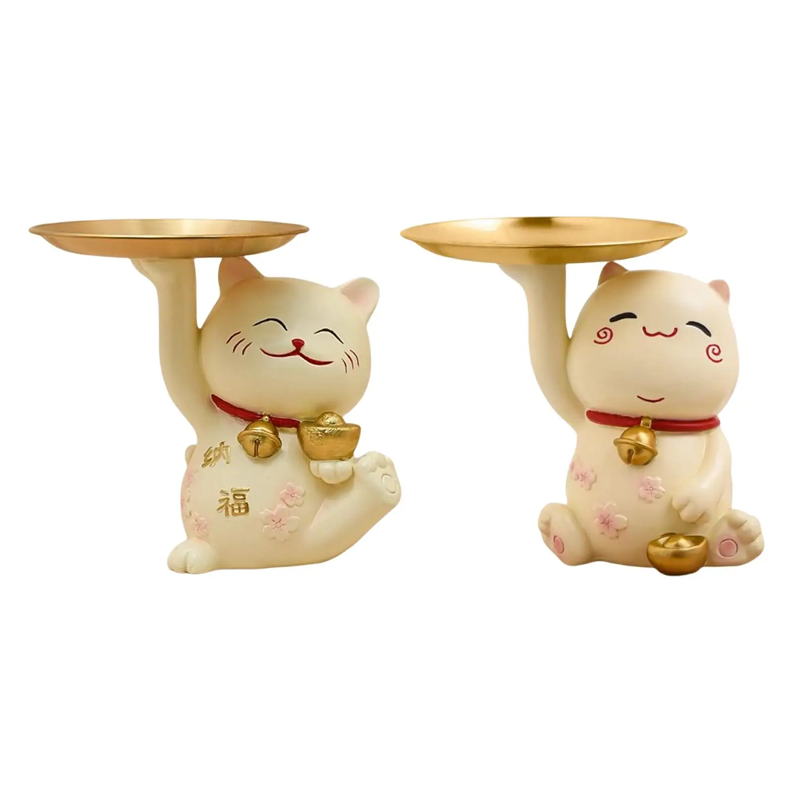 

Nordic Cat Statue Storage Tray Resin Figurine Candy Dish Jewelry Trinket Tray