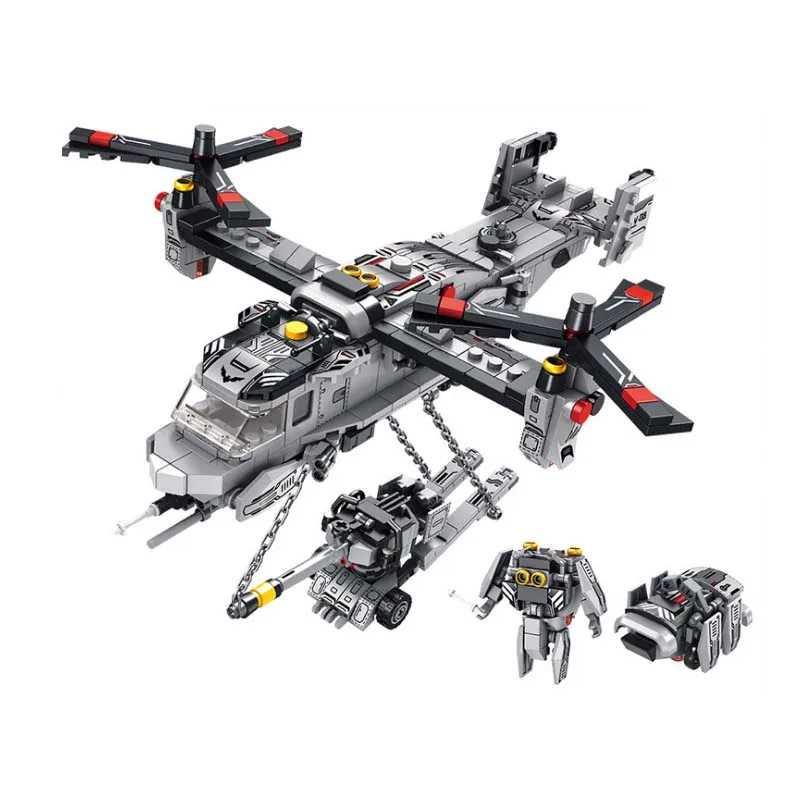 

Military building block 8in1 MV-22 Osprey Transport Aircraft Model Bricks ww2 artillery tank helicopter Diy toys Gifts