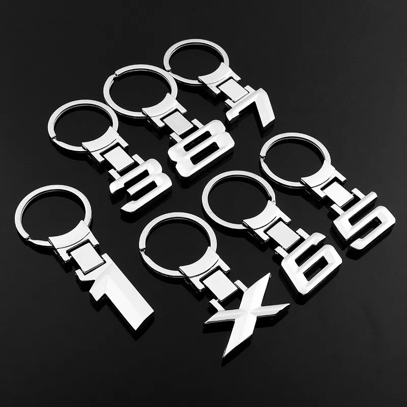 

3D Metal Styling X 1 3 5 6 7 8 Number Series Pendant Car Keyring Keychain Auto Key Ring Chain Automobile Decorative Accessories