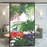 privacy windows film decorative chinese painting stained glass window stickers no glue static cling frosted window tint