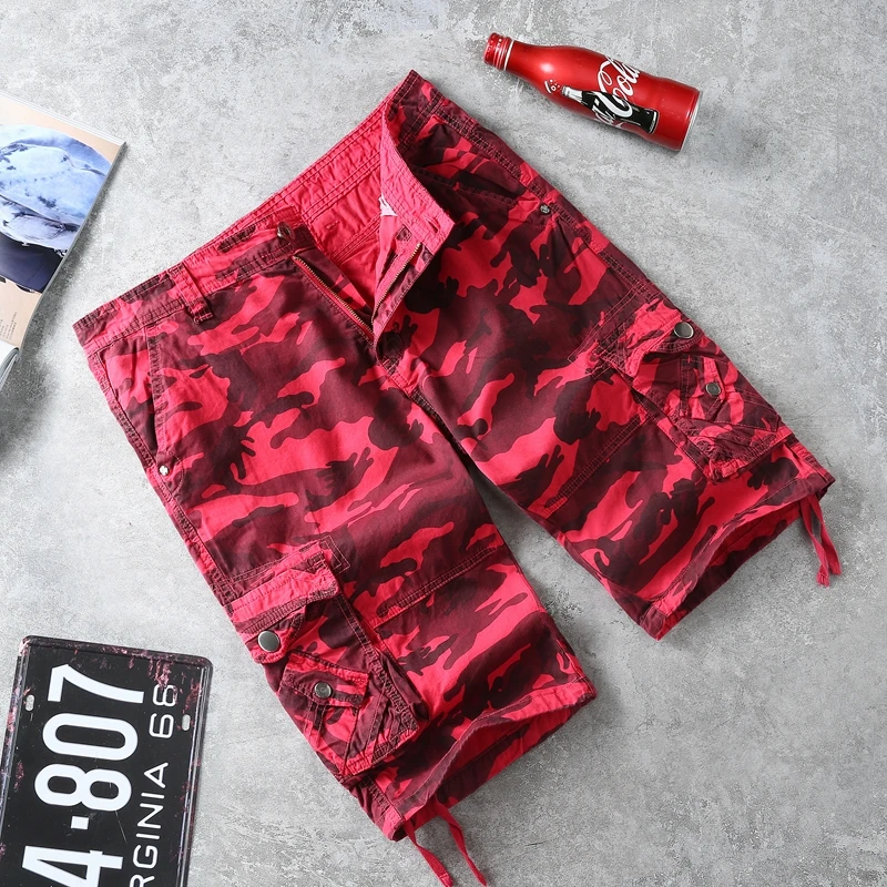 

2023 Summer Military Camouflage Cargo Shorts Men Casual Cotton Loose Beach Shorts Fashion Men's Multi-pocket Work Shorts Male