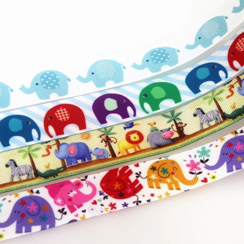 

Корсажная лента с принтом слона DUWES, 50 ярдов, аксессуары, материал, головные уборы, украшение «сделай сам», швейное ремесло D2129