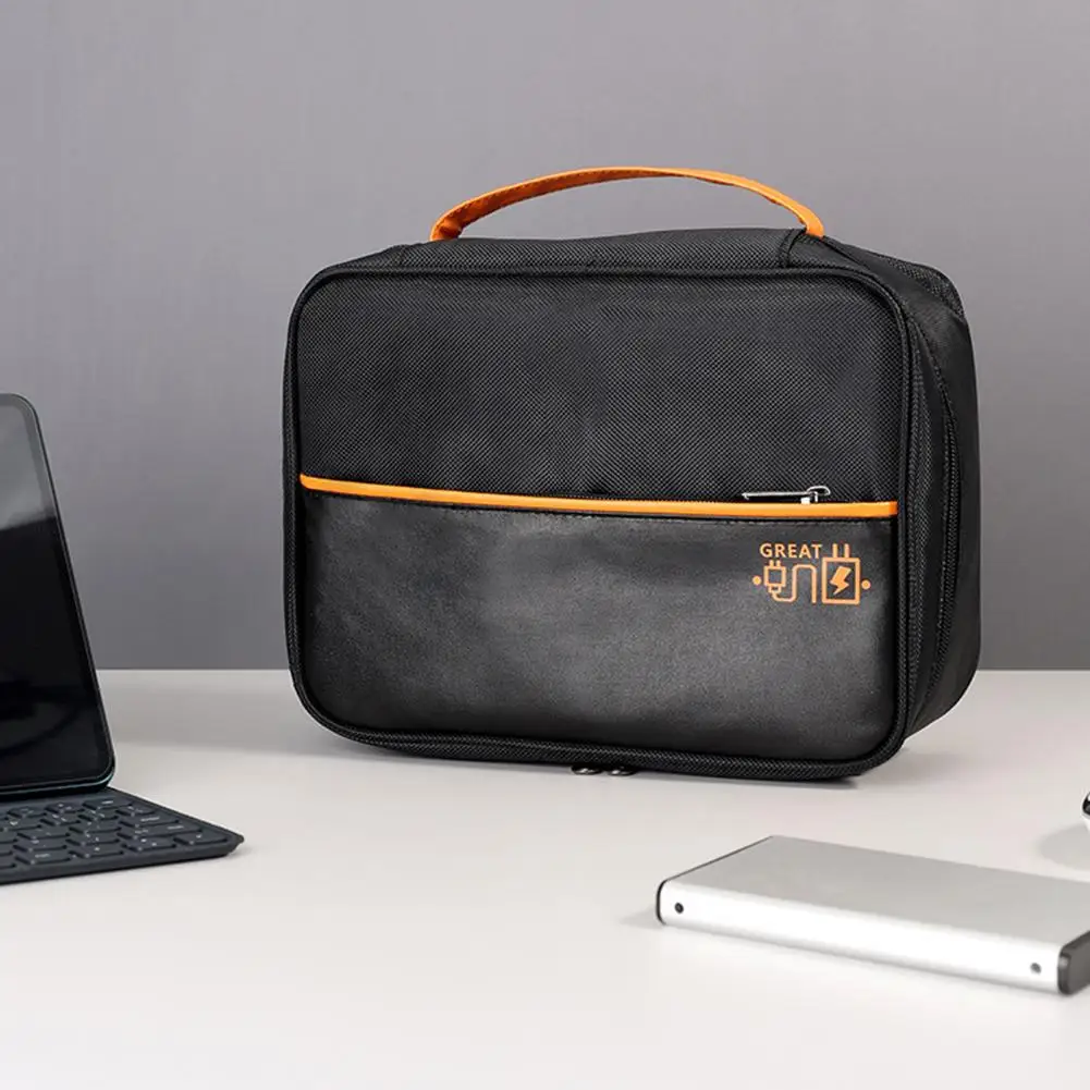 

Practical Digital Storage Bag Foldable Compartment Metal Double Zipper USB Cable Case Home Supplies