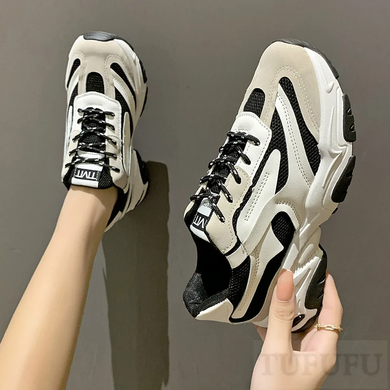 

Women Sneakers White Black Designer Shoes Woman Autumn Winter Chunky Sneakers Fashion Light Dad Shoes Ladies Platform Footwear