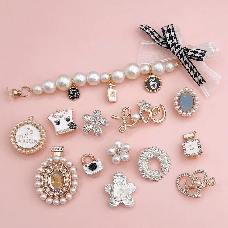 13PCS/Set Croc Shoes Charms Luxury Bling Chain Shoe DIY Metal Decoration Buckle for Women Girls Crocs Gift Shoelace Accessories