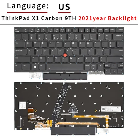 Русская клавиатура с подсветкой для ThinkPad X1 Carbon 9 поколения 9 2021 SN20Z77386