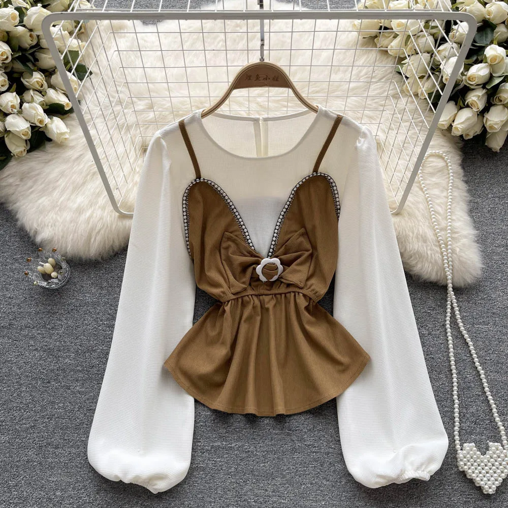 

French Chic Blouse Shirts Women O-Neck Shirt Bows Tops Female Casual Ruffles Blouses Long Lantern Sleeve Blusas Dropshipping