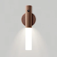 wood wall lamp intelligent human body motion sensor light bedside lamps for the bedroom nightlights usb rechargeable wall light