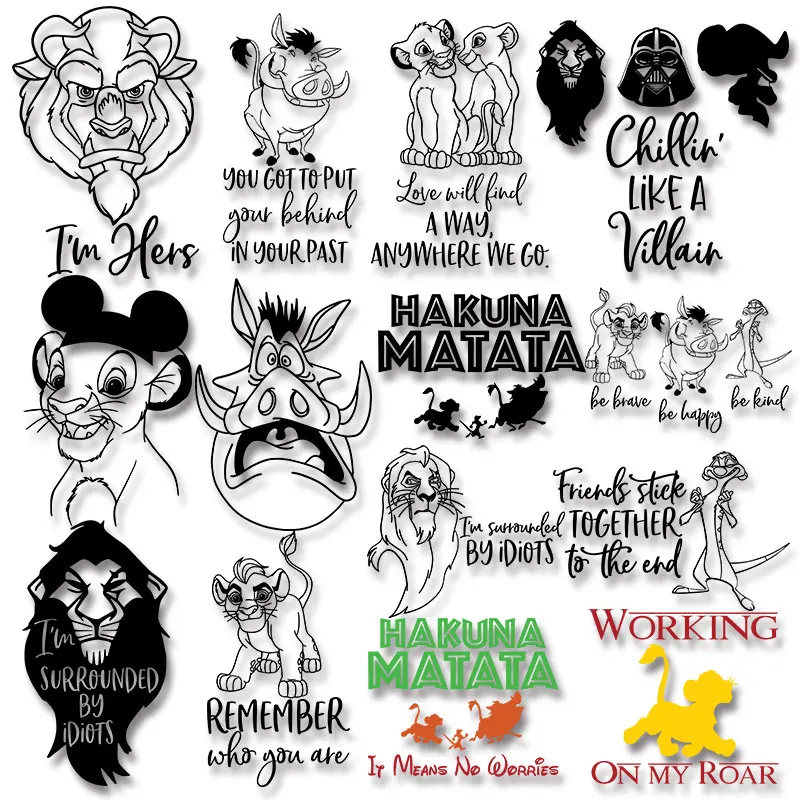 Диснеевские Мультяшные животные король льва Симба алфавит термотрансферный