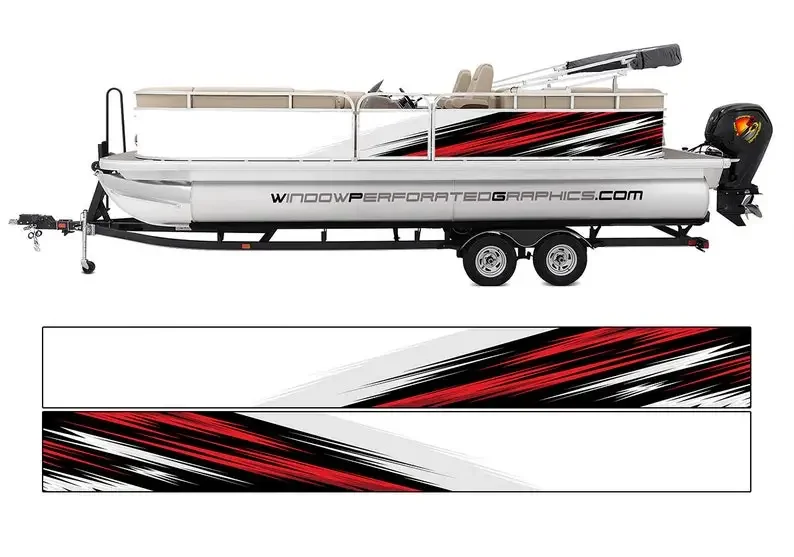 Красно-черная абстрактная Современная линия графическая лодка виниловая