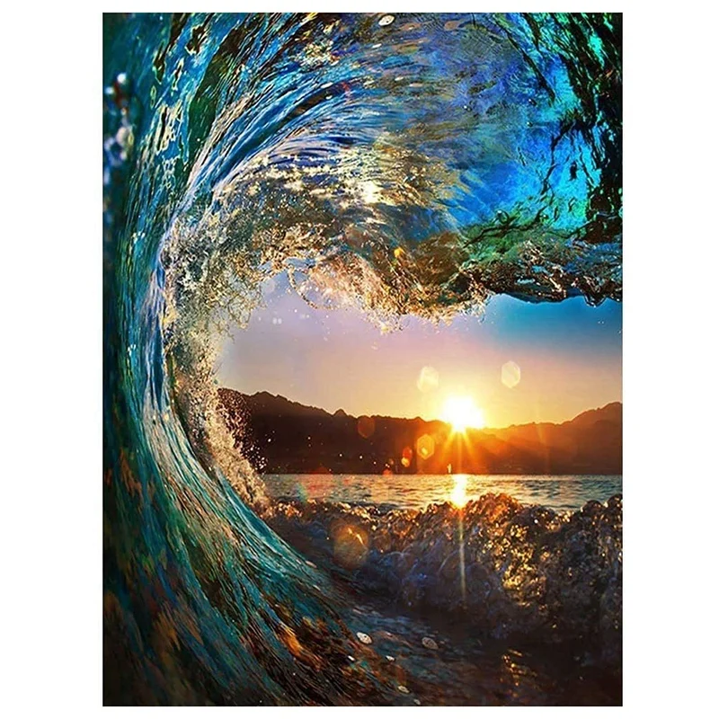

Набор для алмазной живописи, круглый набор алмазных картин С закатом, для гостиной, столовой