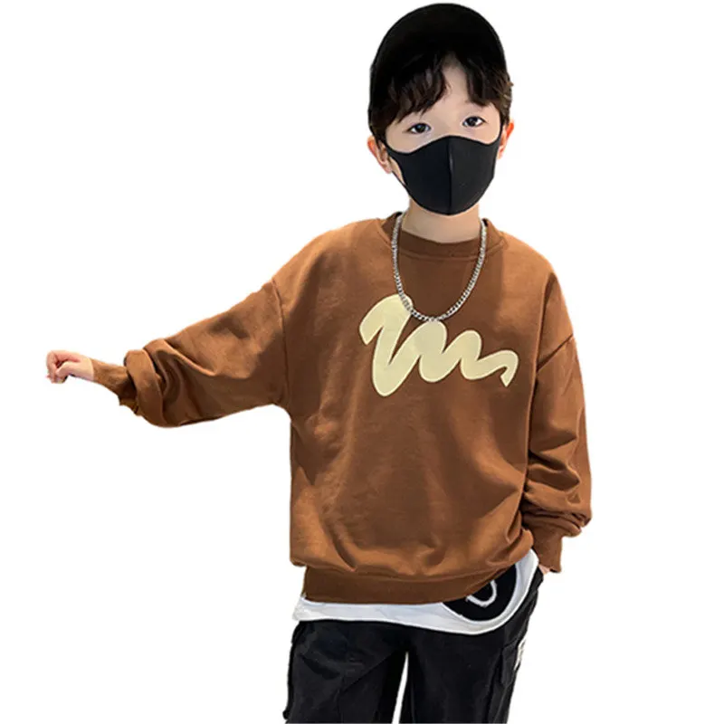 

Big Size Sweatshirts for Boys New Spring and Autumn Fashion Print Children's Long-Sleeved Korean Style Kids Tops Loose Clothing