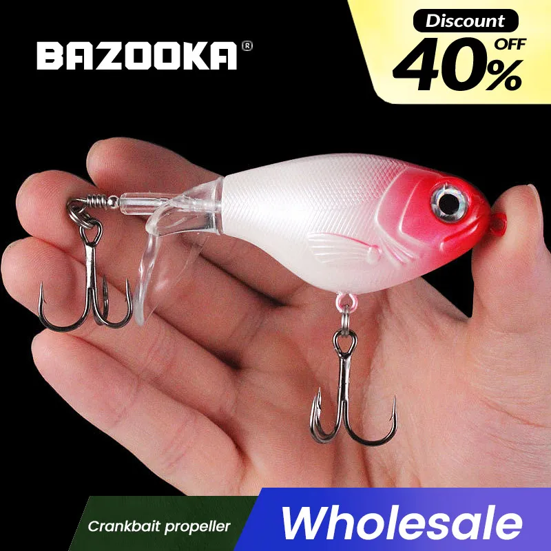 

Bazooka 90mm 16g Crankbait Propeller Floating Tractor Spin Mini Model Fishing Lure Hard Bait JERK Wobbler Crank Bass Pike Minnow