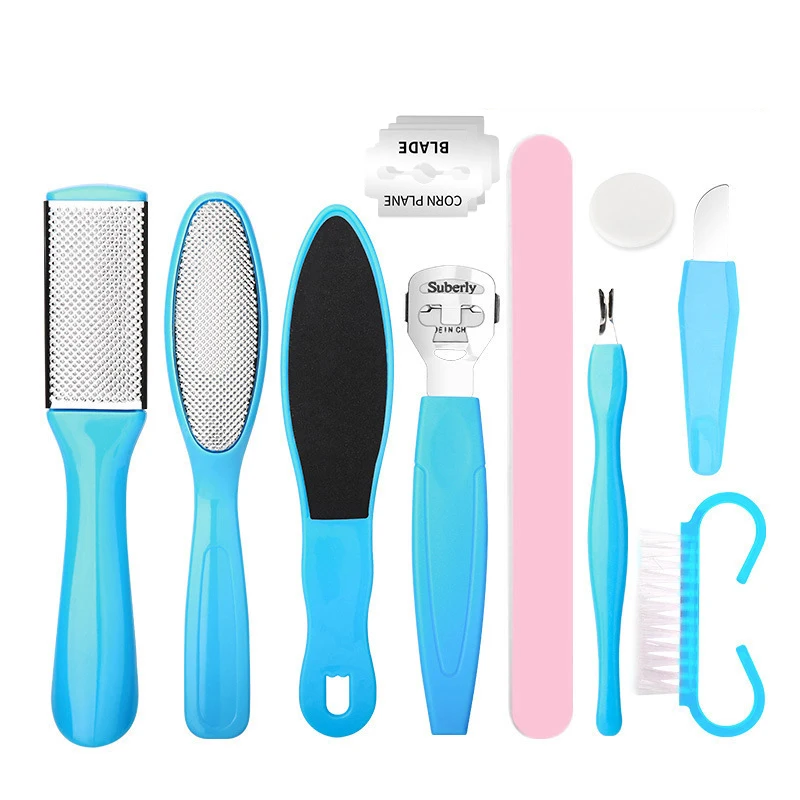 

8/10 in 1 Pedicure Set Peeling and Exfoliating Calluses Foot Scrubbing Brush Stainless Steel Double-sided Foot Care Pedal Stone