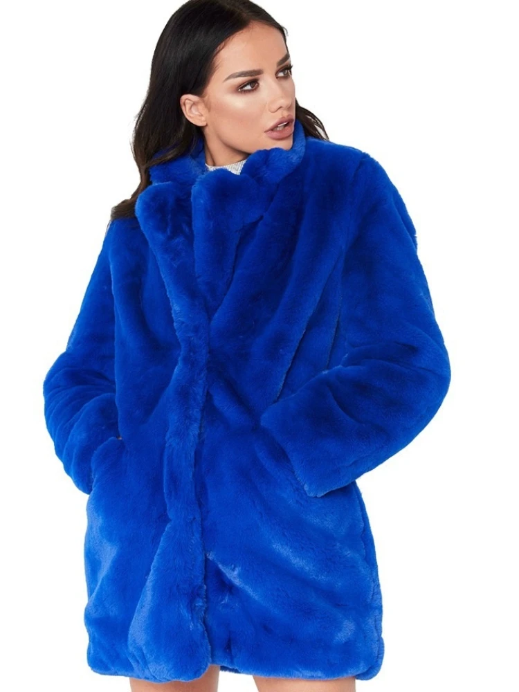 ICCLEK 2020 new listed women's wear medium and long fur like coat loose fluffy soft rabbit hair
