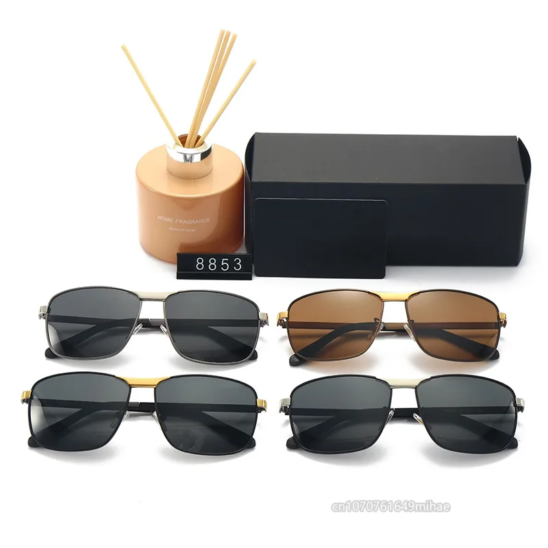 

Big Square Frame Polarized Lens Mirror Men Driving Sunglasses 8853 Steampunk Cycling Travel Fishing 2022 Luxury Brand Sunglasses