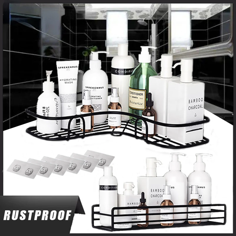 

Bathroom Shelf Shower Shelves Shampoo Storage Rack Kitchen Storage Holder Punch-Free Wall Mounted Organizer Bathroom Accessories
