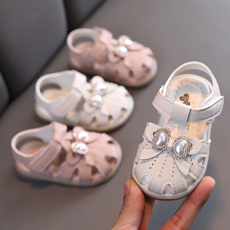 

Girls Summer Shoes Fash ion Closed Toe Infant Toddler Sandals Soft Soles Children Sandlias Kids Beach Shoes With Velcro CSH1100