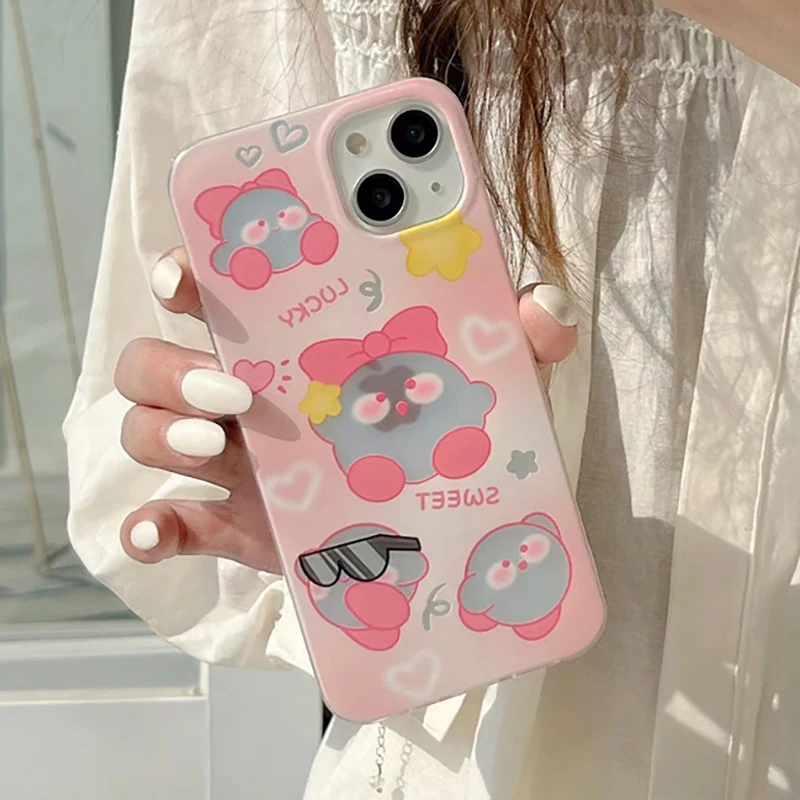 

Fashion Laser Cute Cartoon Pink Ball Hollow Phone Case Cover for IPhone 11 12 13 14 Pro Max Case for IPhone 14 Pro Max